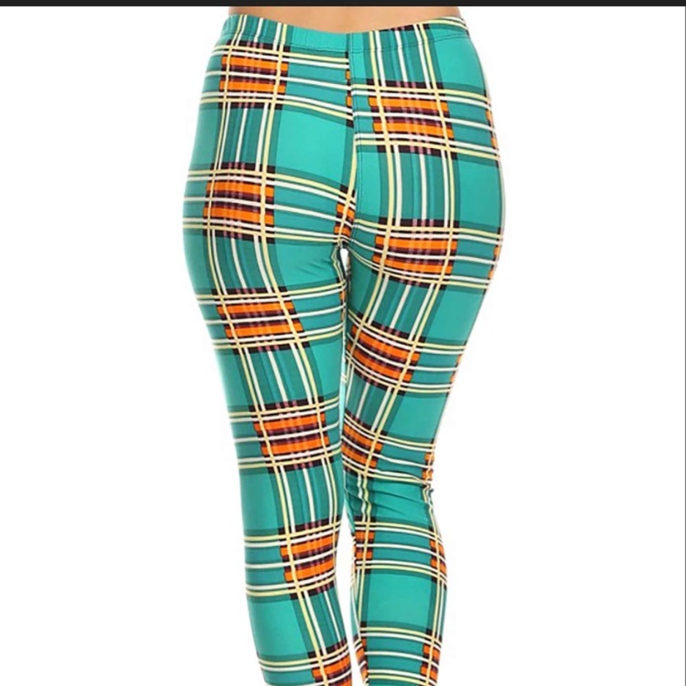 Plaid pattern fashion casual leggings